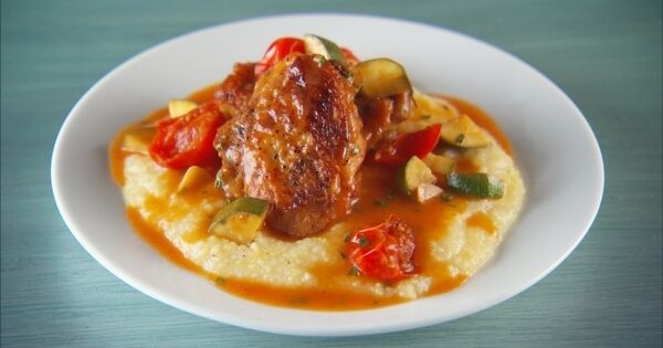 Braised Mediterranean Chicken with Polenta | PBS Food