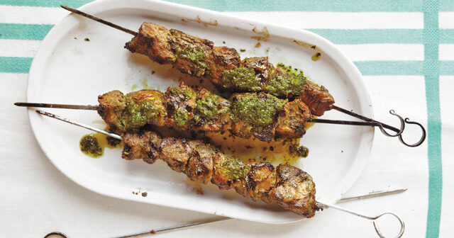 Goat Skewers Recipe with a Vinegary Herb Sauce | PBS Food | PBS Food