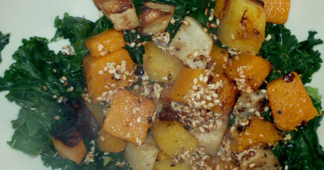 Rosted Root Vegetables with Kale Recipe | Appetizer… | PBS Food