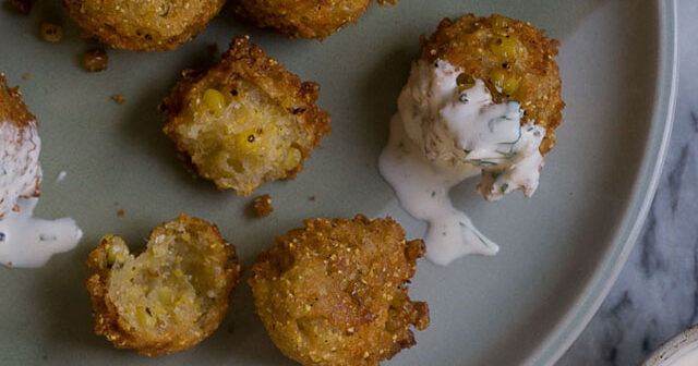 Charred Sweet Corn Fritters with Buttermilk Ranch Dressing… | PBS Food