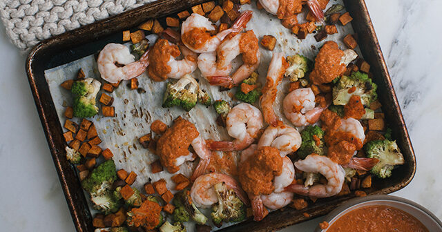 Sheet-Pan Shrimp Romesco Dinner Recipe | PBS Food | PBS Food